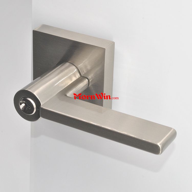 China zinc alloy heavy duty tubular bathroom privacy satin nickel lever handle door lock