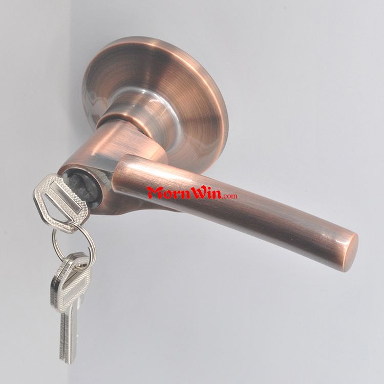 Antique Brass Zinc Alloy Bathroom Sliding wooden door Tubular Lever Handle Door Lock with keys