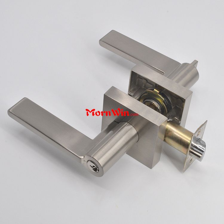 China zinc alloy heavy duty tubular bathroom privacy satin nickel lever handle door lock