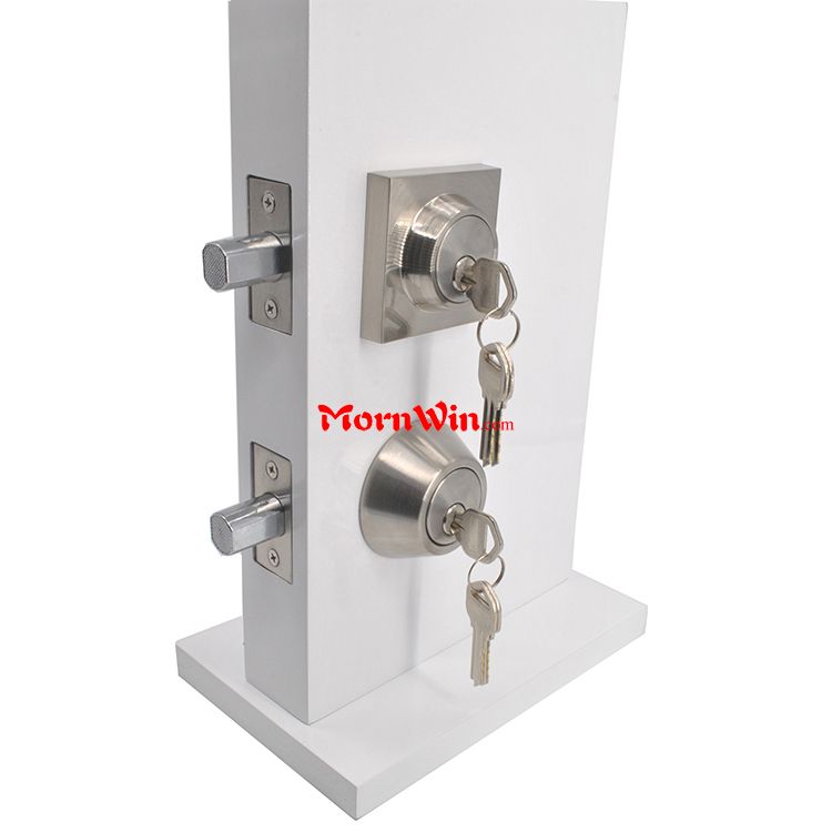 Top quality zinc alloy square deadbolt door lock brass cylinder and brass keys stainless steel double lockset
