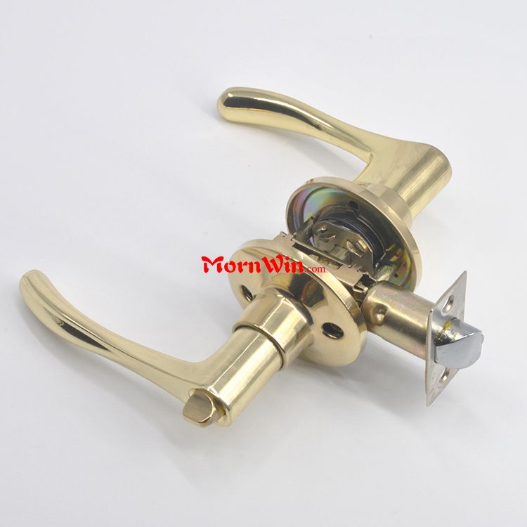 Satin Brass storeroom function tubular leverset,rose gold door handle locks