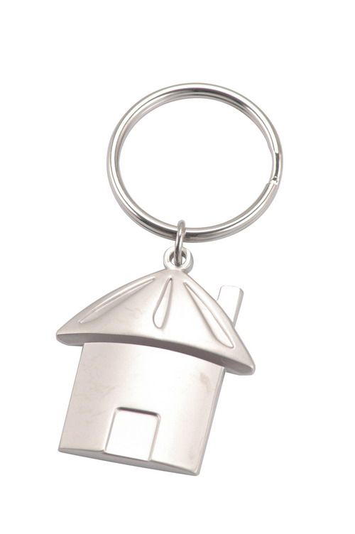 Metal Mushroom House Keychain