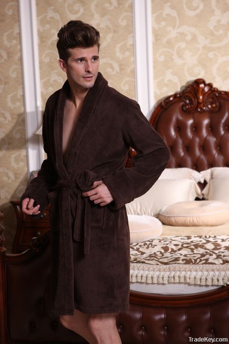 TWO WINGS printed coral fleece bath robe bathrobe