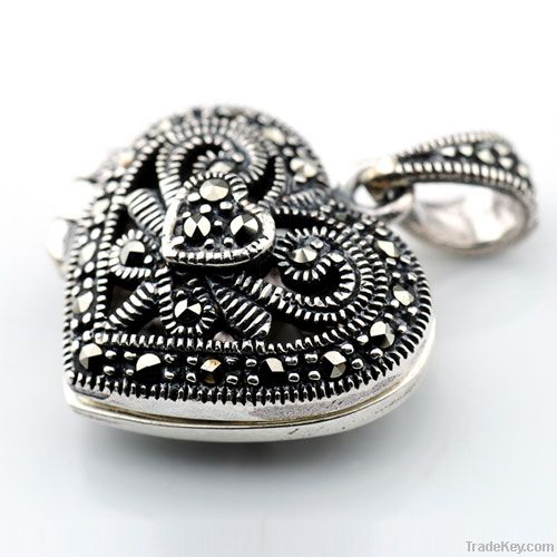 Heart marcasite locket