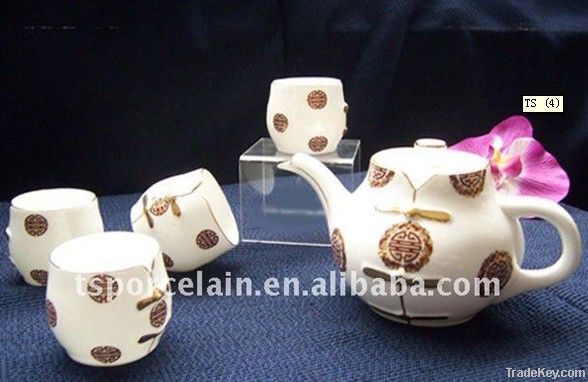 bone china tea set/coffee set with gold design decal and gold design