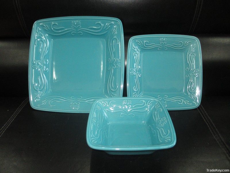 18pcs  stoneware color glazed dinner set