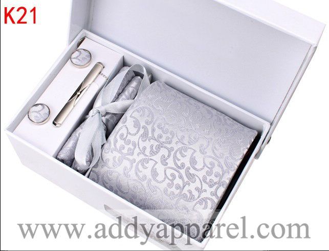 Mens microfiber tie and cufflink, pocket square gift box