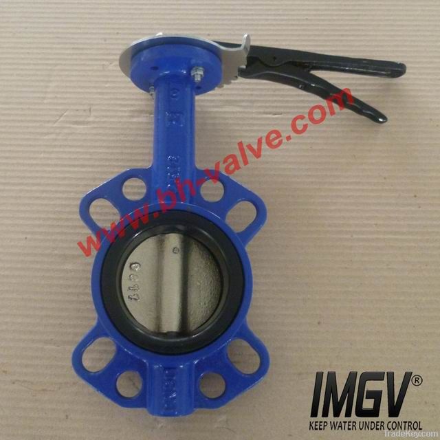Hand lever wafer type butterfly valve