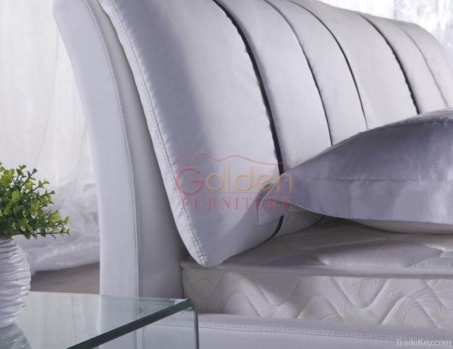 Newest Model Genuine Leather Fashionable White Bed