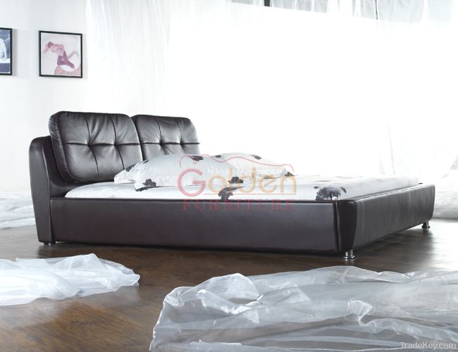 Black Leather Soft Bed - Cheapest Manufacturer Price