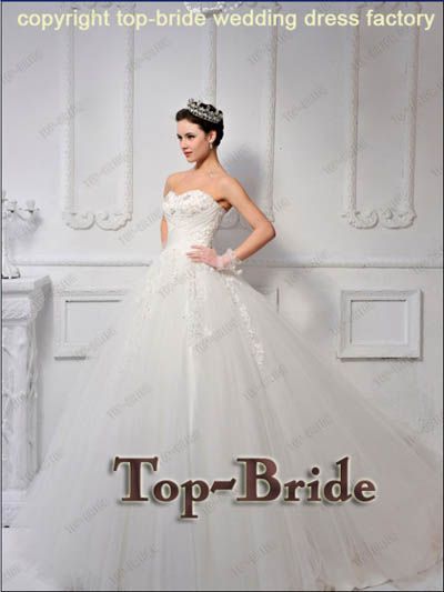 S613 Top-bride Sweetheart Real Sample Ball Gown Beaded Wedding Dress