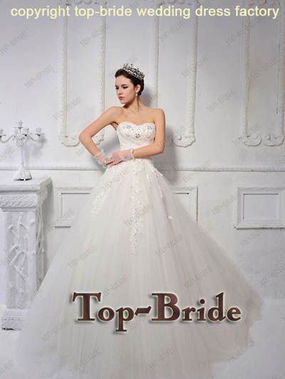 S613 Top-bride Sweetheart Real Sample Ball Gown Beaded Wedding Dress