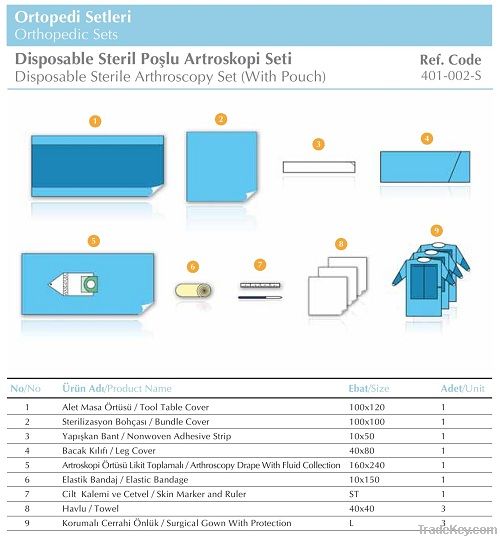 DISPOSABLE STERILE ARTHROSCOPY PACK WITH POUCH