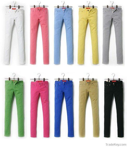 Womens sexy solid stretch bright color slim fit skinny pant trousers