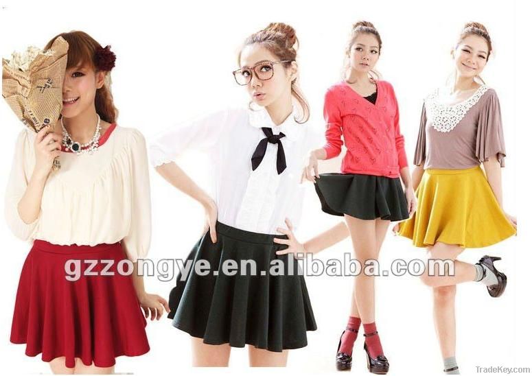 Women solid pleated short skirt fashion mini dress