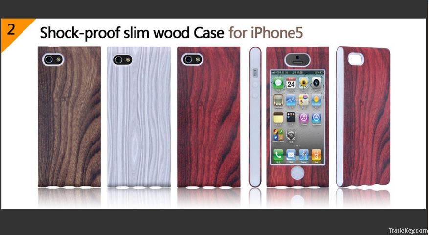 Shock-proof slim Wood pattern case for iPhone 5