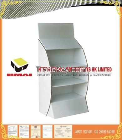 Eco-friendly Cardboard Floor Display Stand 1C Printing With Customized Size