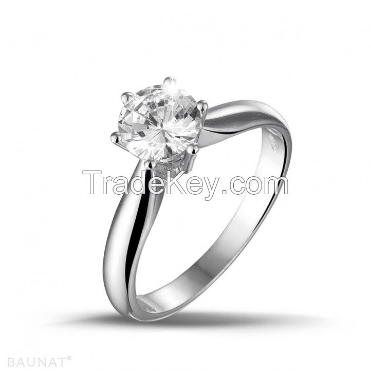 1.00 Carat Moissanite Diamond Ring In 14k White Gold Solid High Quality Metal