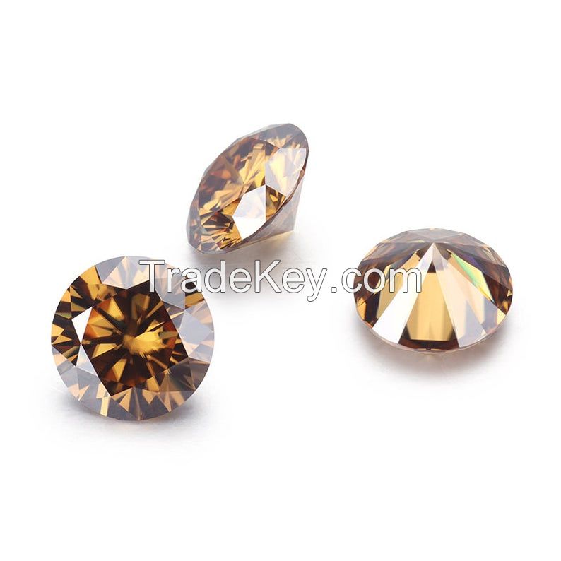 High quality loose moissanite Vivid Brown round cut Carat-1.00ct_6.80mm