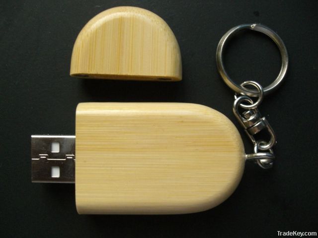 recycled wooden rectangle USB Disk with keychain