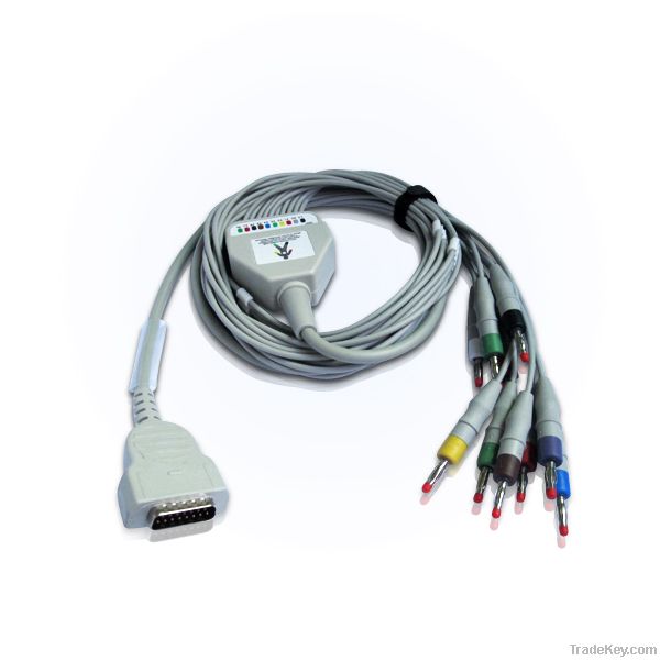 GE-marqutte medical 10 lead EKG trunk cable with leadwires