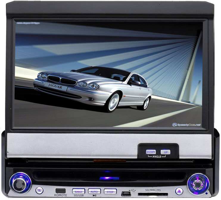 7" Motorized In-dash Car DVD Player with touch screen/TV/AM/FM Radio/B