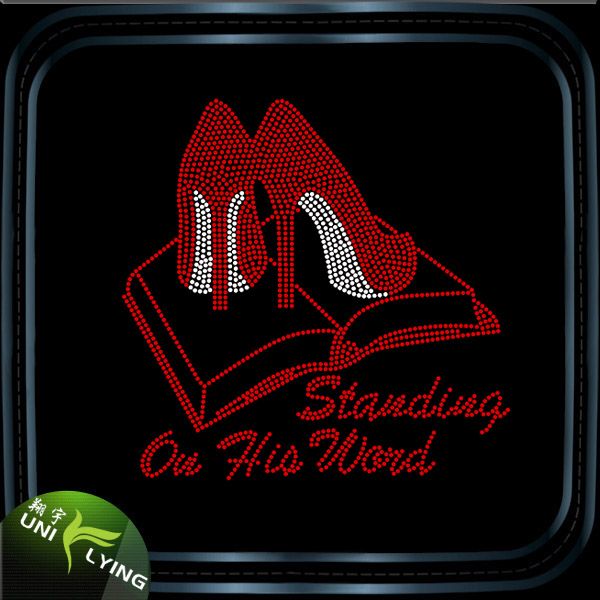 Standing on his words high heeled rhinestone hotfix transfer