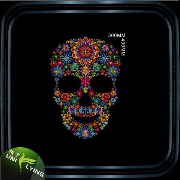 2016 Flower Skull Iron on Rhinestone Patterns