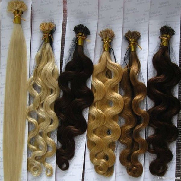 8-30 inch different color straight and wavy keretin stick tip hair