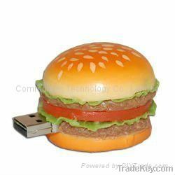 Hamburger USB PVC Food USB flash drive Rubber Food USB pen drive Food