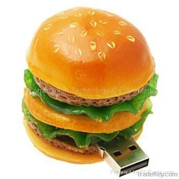Hamburger USB PVC Food USB flash drive Rubber Food USB pen drive Food