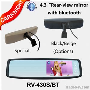 4.3 inch special rear view mirror car monitor with bluetooth