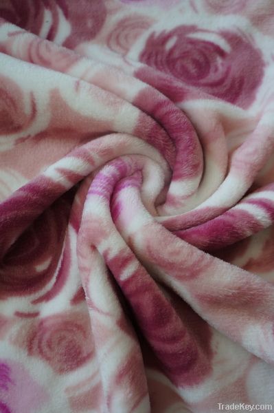 rose printed coral fleece blanket