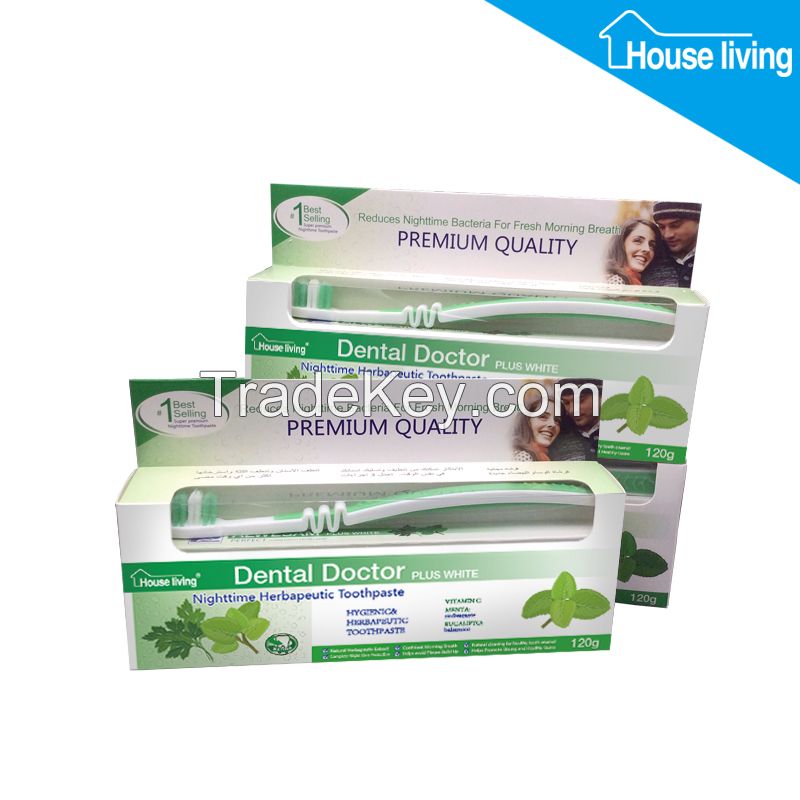 120g herbal organic toothpaste made in guangzhou wtih free toothbrush