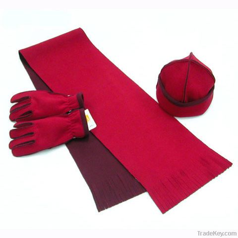 warm polar fleece 3 set scarf