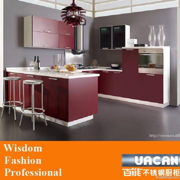 Red lacquer finish kitchen cabinet doors for complete kitchen unit whi