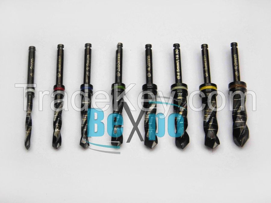 Dental implant drills black titanium coated