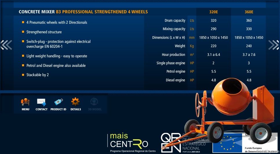 Concrete Mixer B3 PRO Stenghened 4 wheels