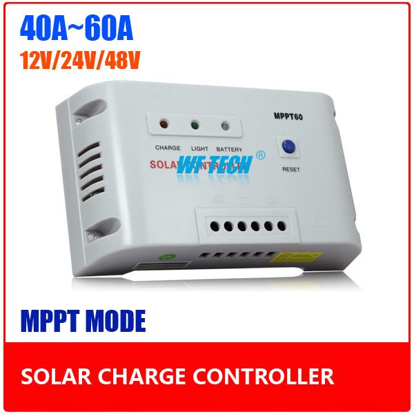 40A-60A Intelligent MPPT Solar Charge Controller 12V/24V Auto Identfication with Temperature Compensation Function to Increase Solar Panel Efficiency 30%