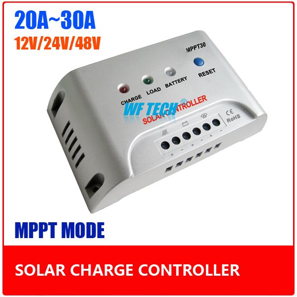 20A 30A Intelligent MPPT Solar Controller, 12V/24V Auto Switch Solar Controller to Increase Module Efficiency 30%