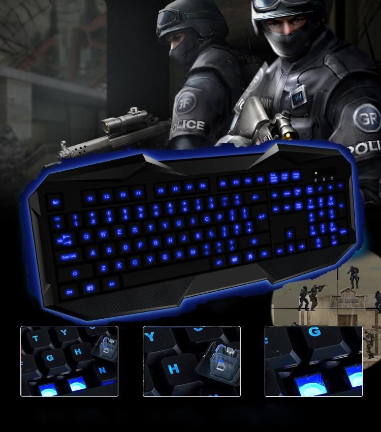 backlight keyboard wired standard waterproofed gaming keyboard