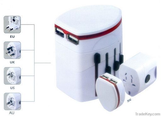 Universal Travel Adaptor with Dual USB Charger 5V/1A