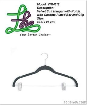 VHM012 velvet suit hanger with metal clip