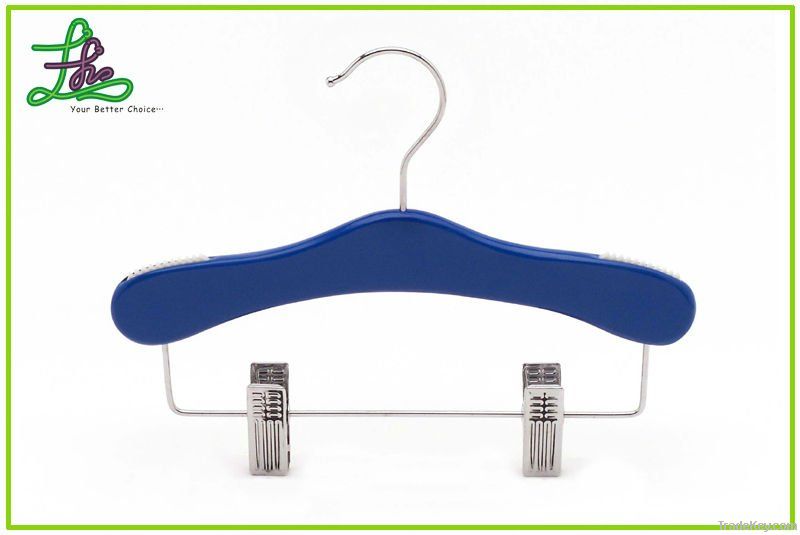 LH051 Wooden kids clothes hangers with clips