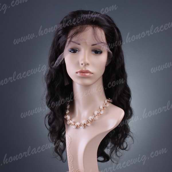 18 inches #1B body wave human hair full lace wig