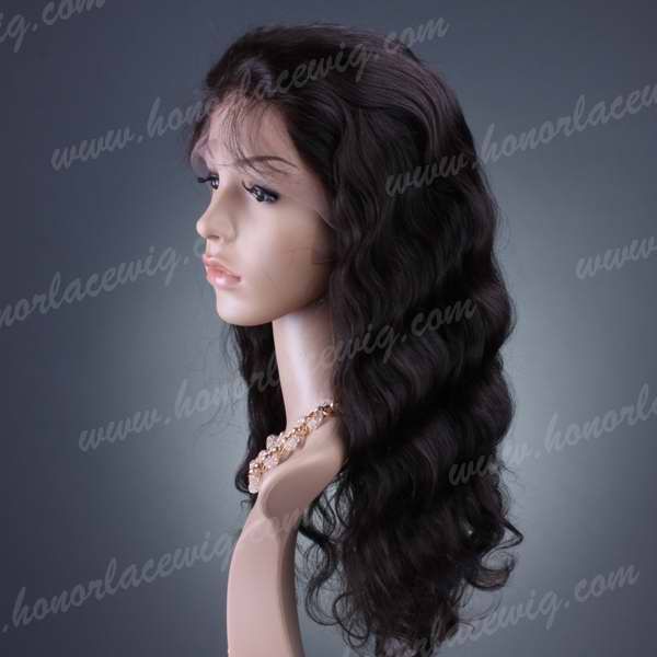 18 inches #1B body wave human hair full lace wig