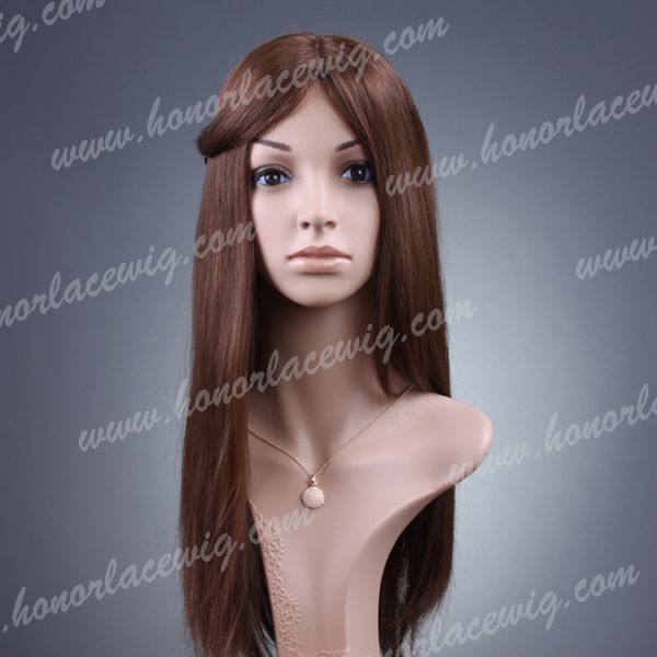 TOP SALE 20 inches brown color straight hidden knot lace wigs