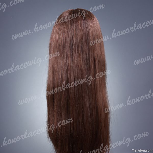 TOP SALE 20 inches brown color straight hidden knot lace wigs