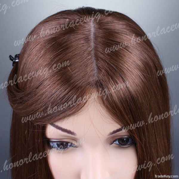 TOP SALE 20 inches brown color straight hidden knot lace wigs