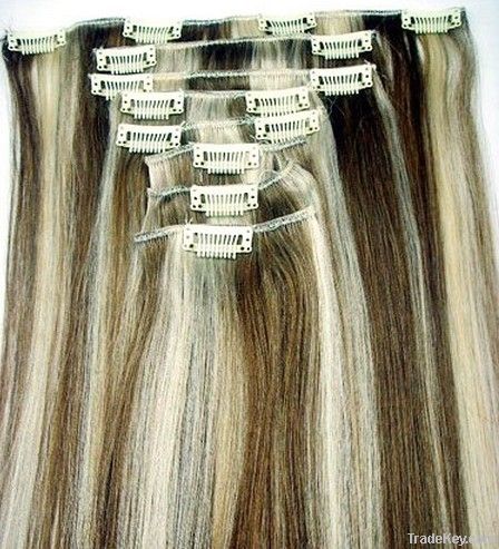 Mixed color clip in hair extension